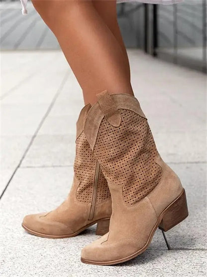 Cita™ - Burned Suede Low-Barrel Women Cowboy Boots