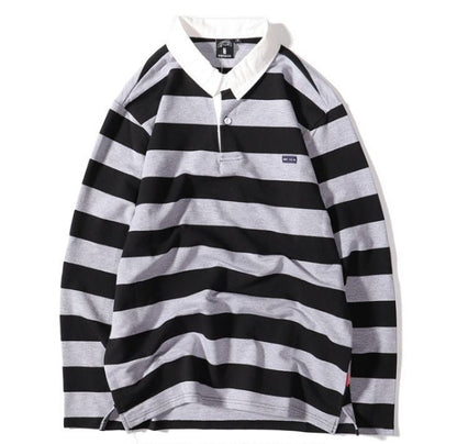 Rugby™- Striped Long Sleeve Polo Shirt