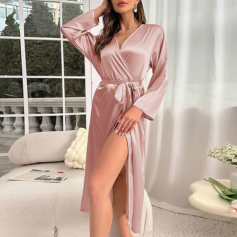 Lisa™ - Silky Long Sleeve Satin Bathrobe