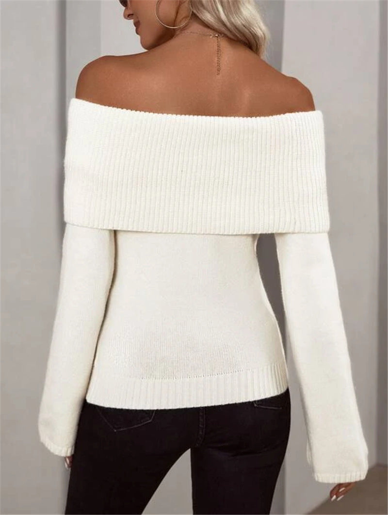 Tanya™ - Chic Off-Shoulder Ribbed Sweater