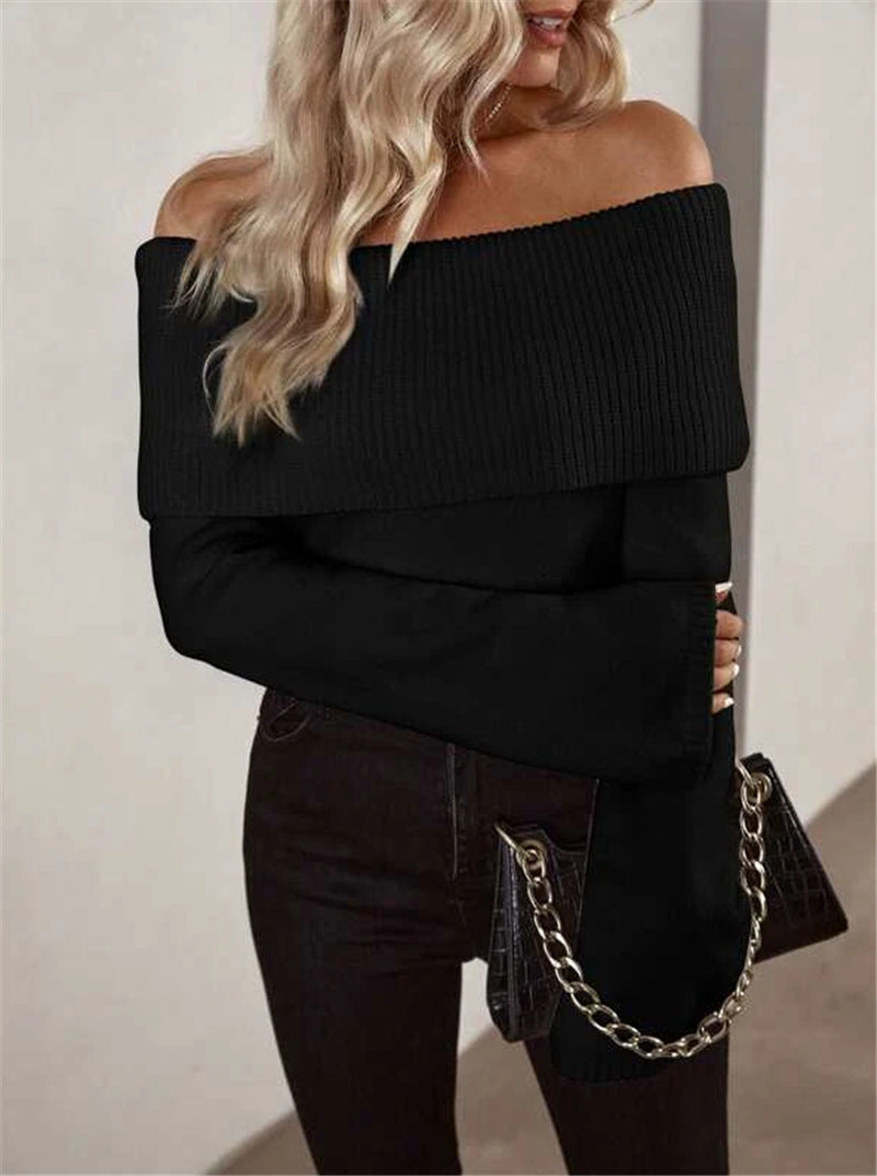 Tanya™ - Chic Off-Shoulder Ribbed Sweater