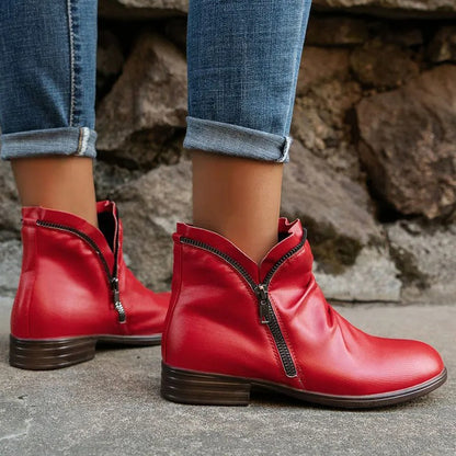 Marte™ - Round-Toe Double-Side Zip Boots