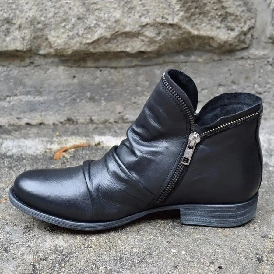 Marte™ - Round-Toe Double-Side Zip Boots