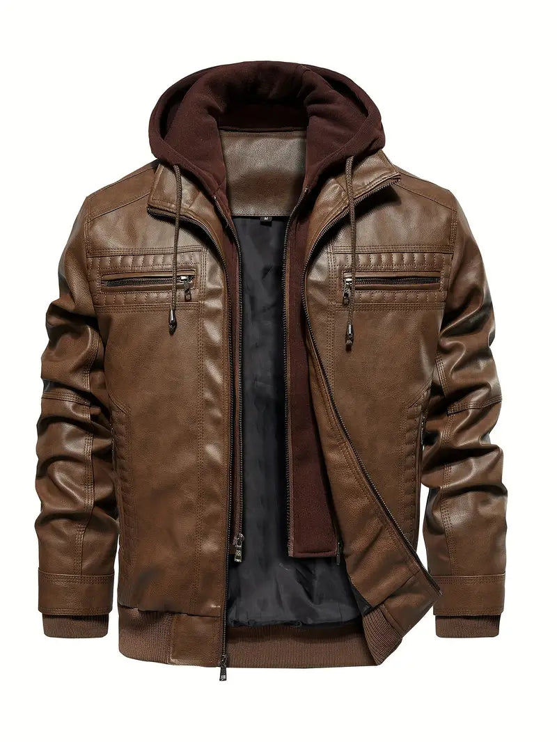 Yannick™ - PU Hooded Leather Jacket