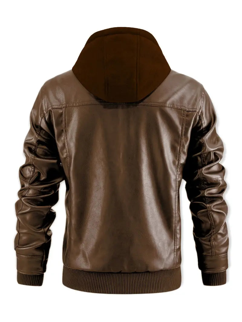 Yannick™ - PU Hooded Leather Jacket