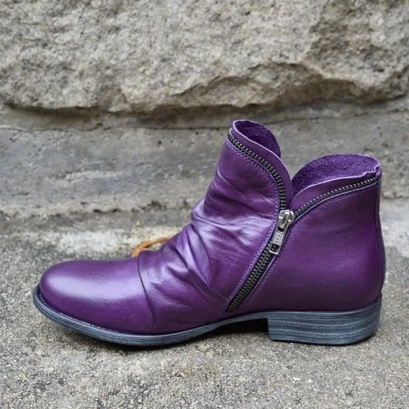 Marte™ - Round-Toe Double-Side Zip Boots