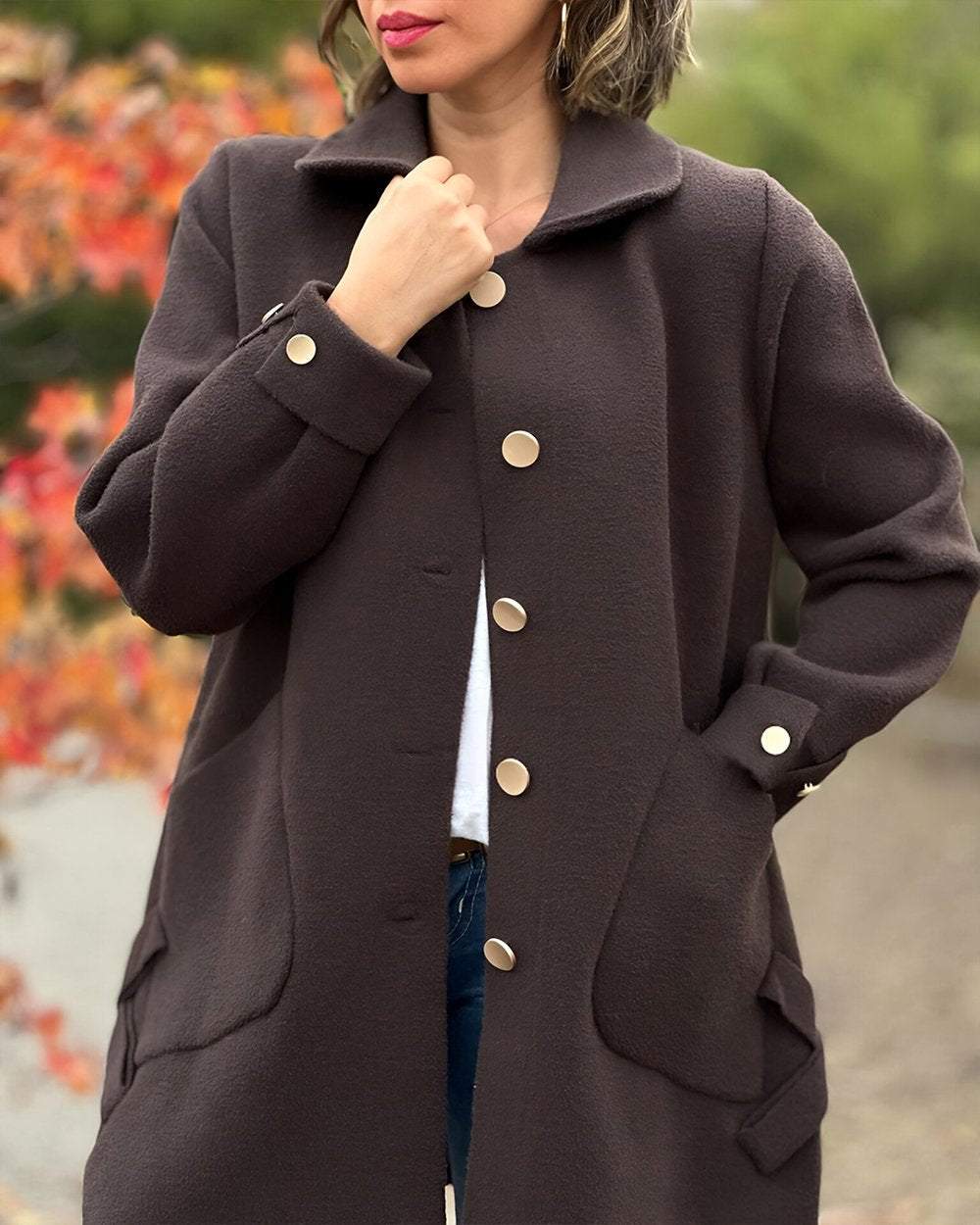 Sheldy™ - Manteau pour femme avec nœud latéral solide